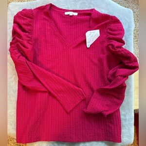 LOFT Red Textured Knit Top